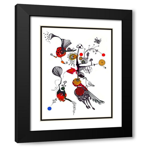 Accordian Creatures Black Modern Wood Framed Art Print with Double Matting by Kwerki Studios
