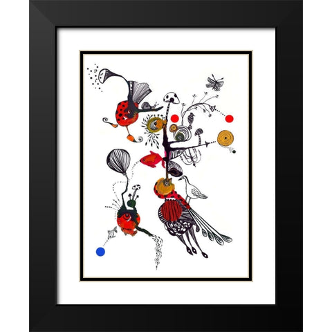 Accordian Creatures Black Modern Wood Framed Art Print with Double Matting by Kwerki Studios