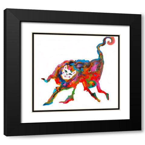 Cat 5 Legs Black Modern Wood Framed Art Print with Double Matting by Kwerki Studios