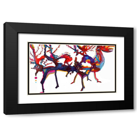 Woodland Creatures Black Modern Wood Framed Art Print with Double Matting by Kwerki Studios