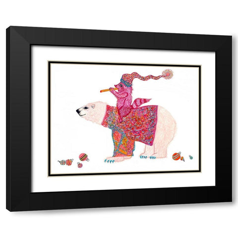 Mistelpaws And Snowpea Black Modern Wood Framed Art Print with Double Matting by Kwerki Studios