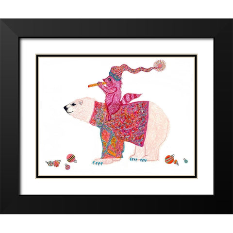 Mistelpaws And Snowpea Black Modern Wood Framed Art Print with Double Matting by Kwerki Studios
