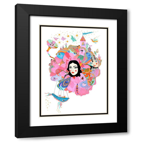 Bloom Black Modern Wood Framed Art Print with Double Matting by Kwerki Studios