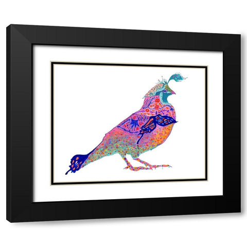 Butterfly Quail Black Modern Wood Framed Art Print with Double Matting by Kwerki Studios