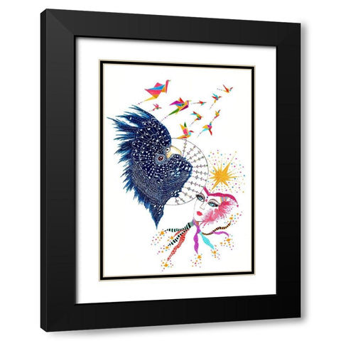 Dream On Black Modern Wood Framed Art Print with Double Matting by Kwerki Studios