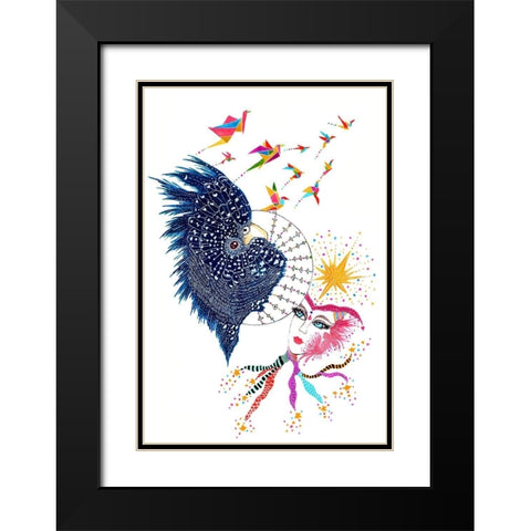 Dream On Black Modern Wood Framed Art Print with Double Matting by Kwerki Studios