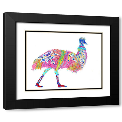 Ella Emu Black Modern Wood Framed Art Print with Double Matting by Kwerki Studios