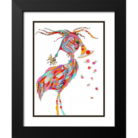French Horn Bird Black Modern Wood Framed Art Print with Double Matting by Kwerki Studios
