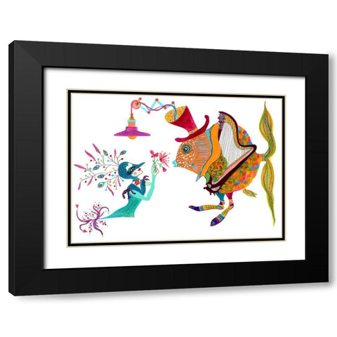 Harp Fishman Black Modern Wood Framed Art Print with Double Matting by Kwerki Studios