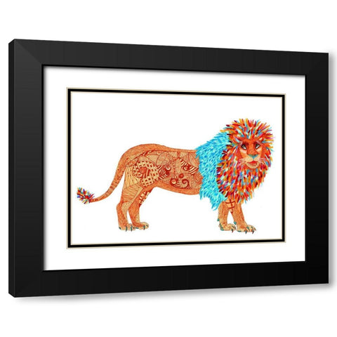 Jeffery Lion Black Modern Wood Framed Art Print with Double Matting by Kwerki Studios