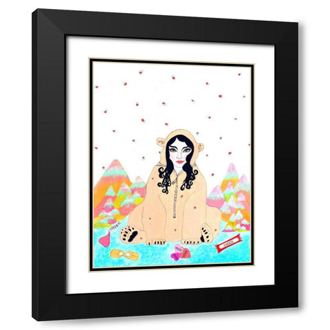 Polar Bear Suit Black Modern Wood Framed Art Print with Double Matting by Kwerki Studios