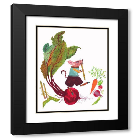 Sigmund and Asparagus Flute Black Modern Wood Framed Art Print with Double Matting by Kwerki Studios