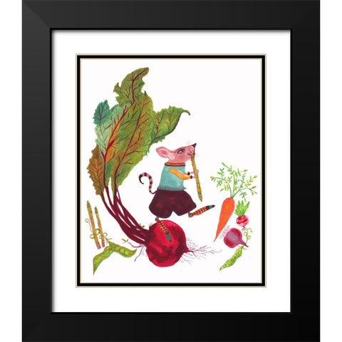 Sigmund and Asparagus Flute Black Modern Wood Framed Art Print with Double Matting by Kwerki Studios