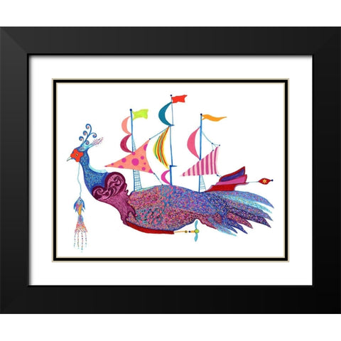 Swinhoe Ship Black Modern Wood Framed Art Print with Double Matting by Kwerki Studios