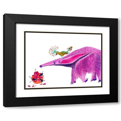 Twinkles Cherry Ant Pie Black Modern Wood Framed Art Print with Double Matting by Kwerki Studios