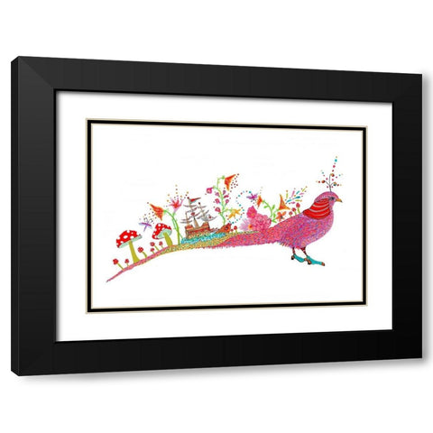 Whimsical Journey Black Modern Wood Framed Art Print with Double Matting by Kwerki Studios