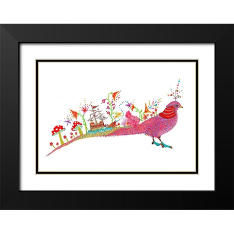 Whimsical Journey Black Modern Wood Framed Art Print with Double Matting by Kwerki Studios