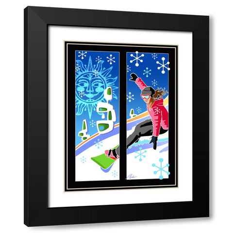 Snowboarder Black Modern Wood Framed Art Print with Double Matting by Hunter, Larry