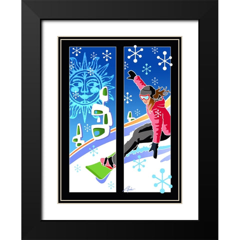 Snowboarder Black Modern Wood Framed Art Print with Double Matting by Hunter, Larry