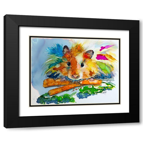 Eating My Veggies Black Modern Wood Framed Art Print with Double Matting by Art by Leslie Franklin