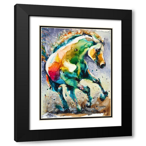 Horse of Another Color Black Modern Wood Framed Art Print with Double Matting by Art by Leslie Franklin