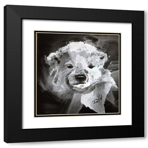 Polar Bear Cub Black Modern Wood Framed Art Print with Double Matting by Art by Leslie Franklin