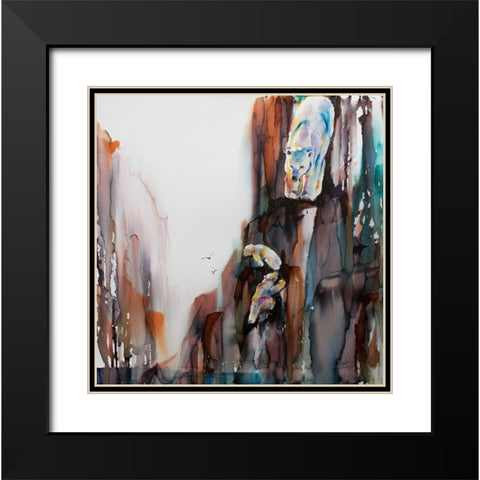 Bears on the Rocks Black Modern Wood Framed Art Print with Double Matting by Art by Leslie Franklin