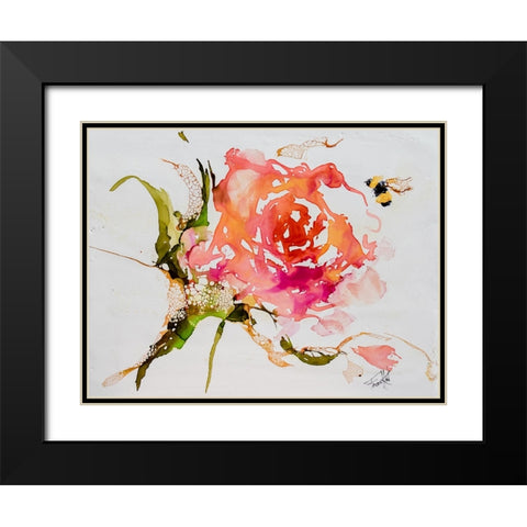 Buzy Pollinating Black Modern Wood Framed Art Print with Double Matting by Art by Leslie Franklin