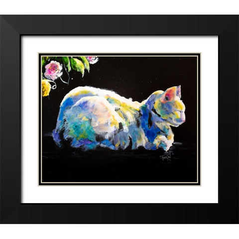 Catio Black Modern Wood Framed Art Print with Double Matting by Art by Leslie Franklin