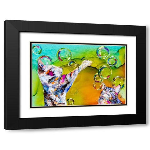 Double Bubble Black Modern Wood Framed Art Print with Double Matting by Art by Leslie Franklin