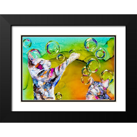 Double Bubble Black Modern Wood Framed Art Print with Double Matting by Art by Leslie Franklin