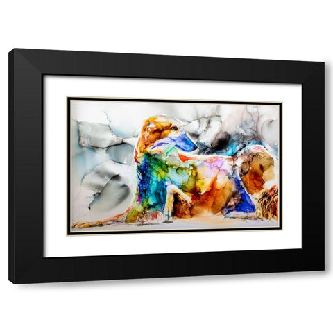Oh Boy a Borzoi Black Modern Wood Framed Art Print with Double Matting by Art by Leslie Franklin