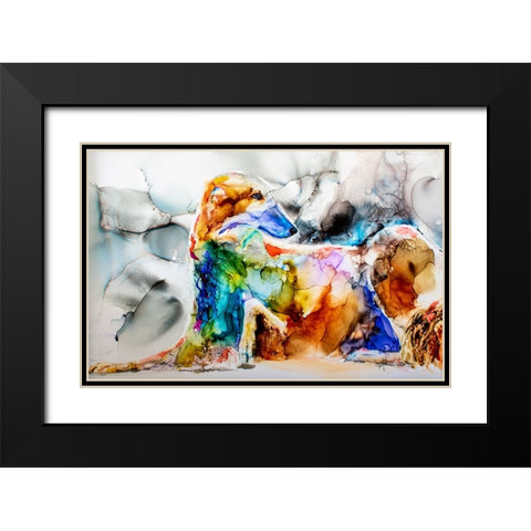 Oh Boy a Borzoi Black Modern Wood Framed Art Print with Double Matting by Art by Leslie Franklin