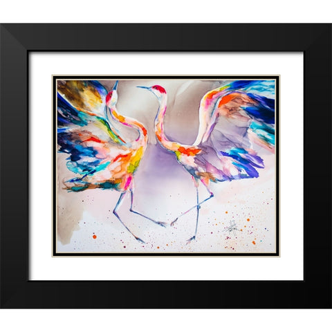 The Dating Crane Black Modern Wood Framed Art Print with Double Matting by Art by Leslie Franklin