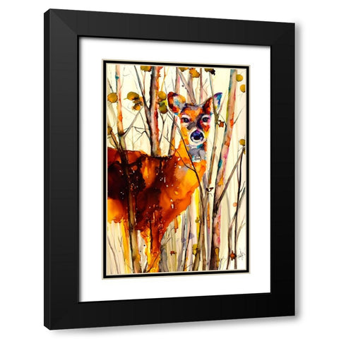 Oh Deer 2 Black Modern Wood Framed Art Print with Double Matting by Art by Leslie Franklin