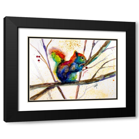 Squirreled Away Black Modern Wood Framed Art Print with Double Matting by Art by Leslie Franklin