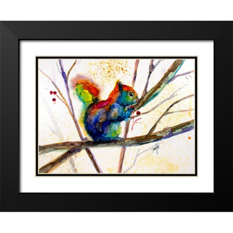 Squirreled Away Black Modern Wood Framed Art Print with Double Matting by Art by Leslie Franklin