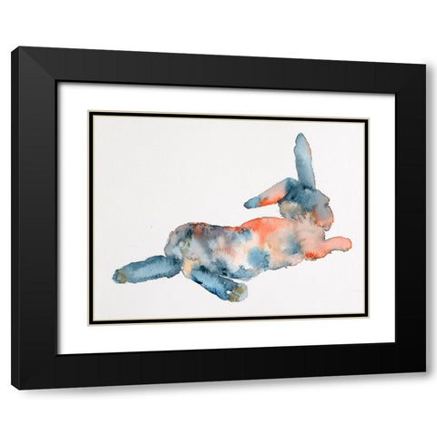 Color Trend Bunny Black Modern Wood Framed Art Print with Double Matting by Art by Leslie Franklin