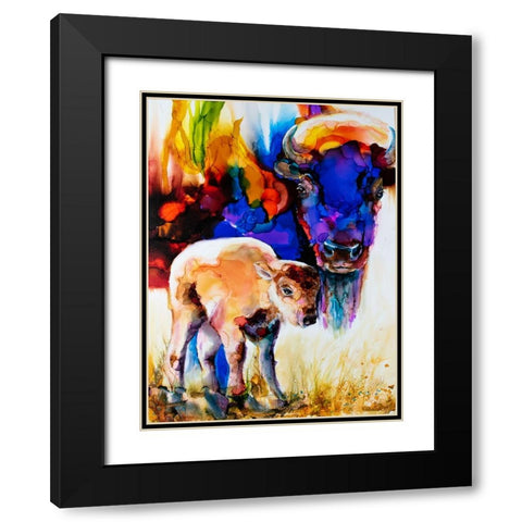 Bison By Son_1 Black Modern Wood Framed Art Print with Double Matting by Art by Leslie Franklin