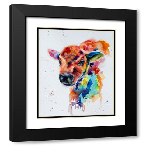 Bison Calf_1 Black Modern Wood Framed Art Print with Double Matting by Art by Leslie Franklin