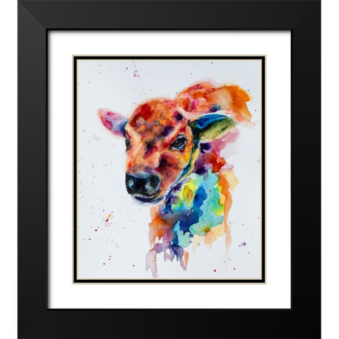 Bison Calf_1 Black Modern Wood Framed Art Print with Double Matting by Art by Leslie Franklin