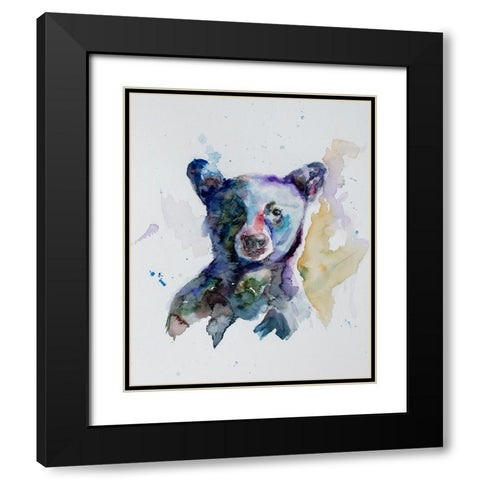 Black Bear Black Modern Wood Framed Art Print with Double Matting by Art by Leslie Franklin