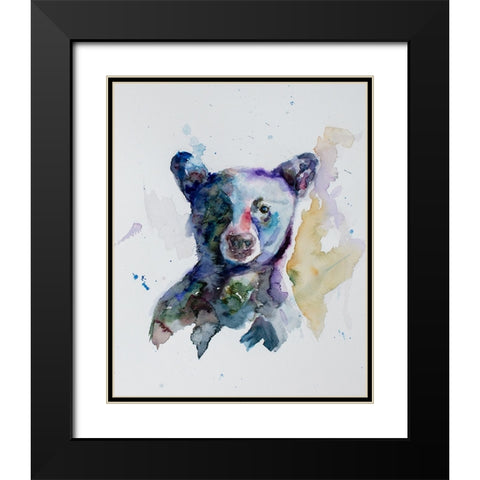 Black Bear Black Modern Wood Framed Art Print with Double Matting by Art by Leslie Franklin