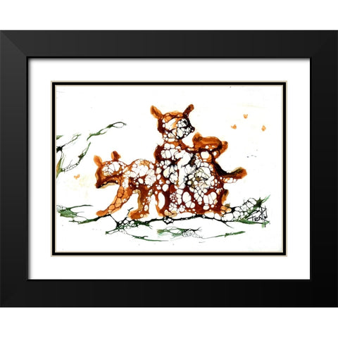 Cellular 3 Bears (2) Black Modern Wood Framed Art Print with Double Matting by Art by Leslie Franklin