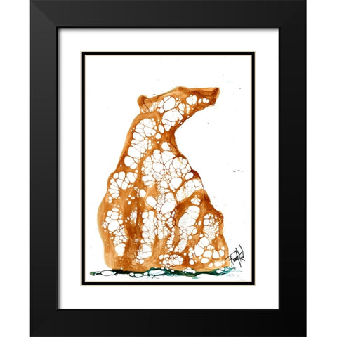 Cellular Bear 2 Black Modern Wood Framed Art Print with Double Matting by Art by Leslie Franklin