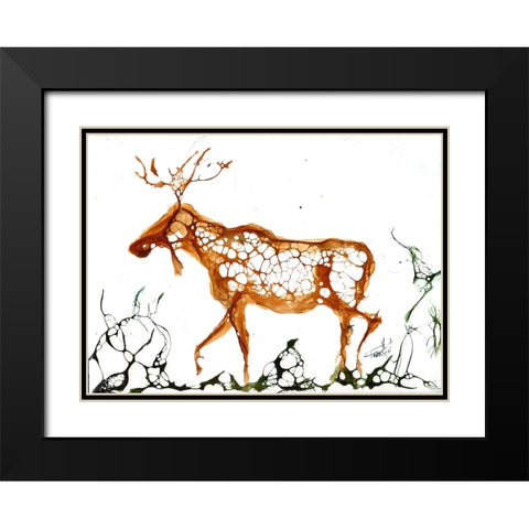 Cellular Moose Black Modern Wood Framed Art Print with Double Matting by Art by Leslie Franklin