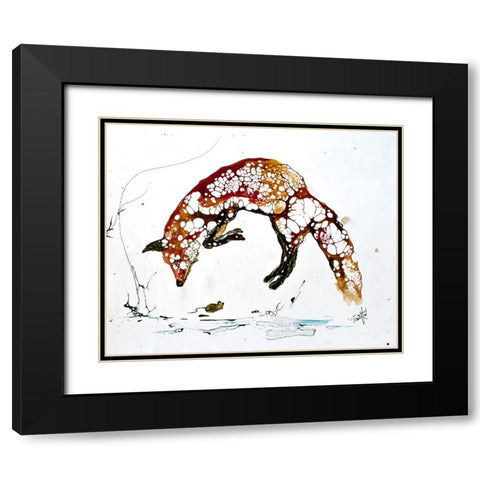 Cellular Series - Red Fox Black Modern Wood Framed Art Print with Double Matting by Art by Leslie Franklin
