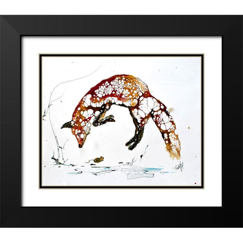 Cellular Series - Red Fox Black Modern Wood Framed Art Print with Double Matting by Art by Leslie Franklin