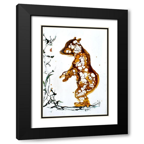 Cellular Series - Standing Cub Black Modern Wood Framed Art Print with Double Matting by Art by Leslie Franklin
