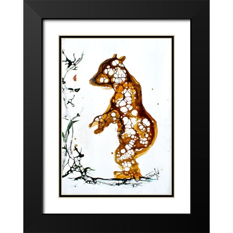 Cellular Series - Standing Cub Black Modern Wood Framed Art Print with Double Matting by Art by Leslie Franklin